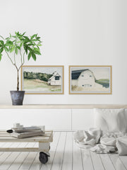 Watercolor Barn Diptych
