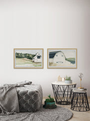 Watercolor Barn Diptych
