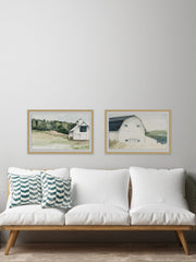 Watercolor Barn Diptych