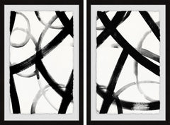 Monochrome Ripple Diptych