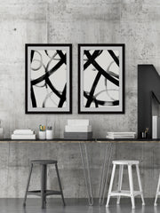 Monochrome Ripple Diptych