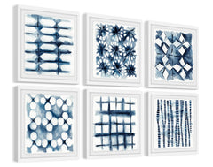 Indigo Study Hexaptych