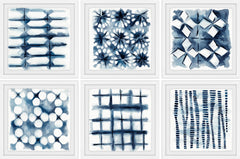 Indigo Study Hexaptych