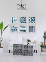 Indigo Study Hexaptych