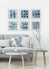 Indigo Study Hexaptych