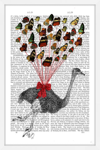 Ostrich Flying with Butterflies
