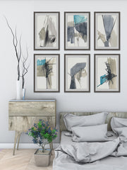 Black Strokes Hexaptych