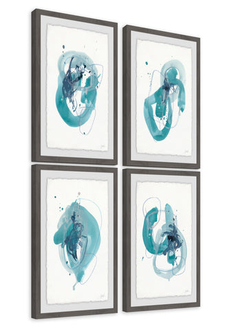 Turquoise Drips Quadriptych