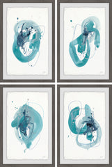 Turquoise Drips Quadriptych