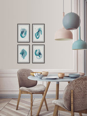 Turquoise Drips Quadriptych