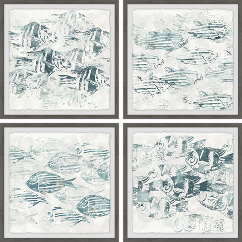 Sealife Batik X Quadriptych
