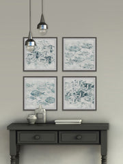 Sealife Batik X Quadriptych