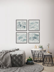 Sealife Batik X Quadriptych