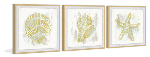 Seaside Blockprints VI Triptych