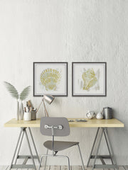 Seaside Blockprints VII Diptych