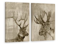 Sepia Elk & Moose Diptych