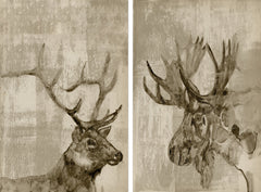 Sepia Elk & Moose Diptych