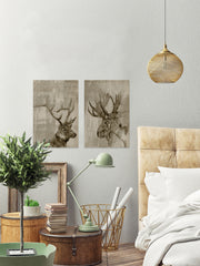 Sepia Elk & Moose Diptych