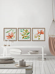 Orange Bloom Triptych