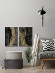 Golden Waves II Diptych