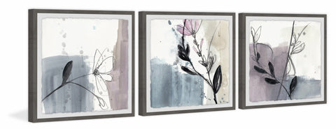 Blush Flower Splash XI Triptych