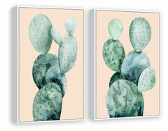 Cactus on Coral III Diptych