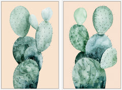 Cactus on Coral III Diptych