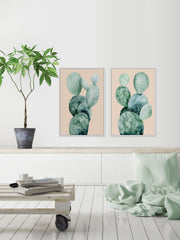 Cactus on Coral III Diptych