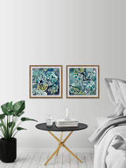 Turquoise Rose Diptych